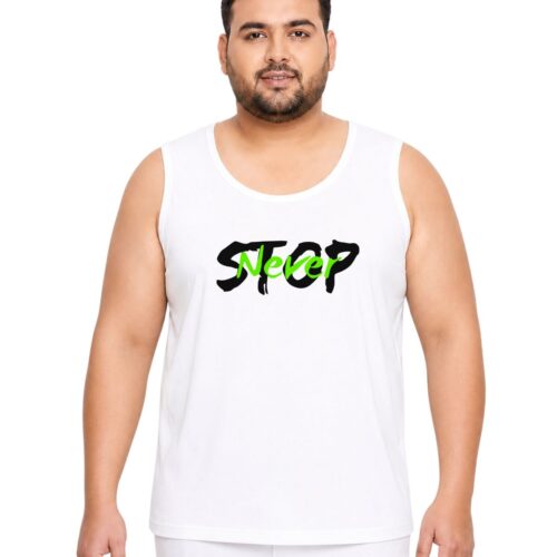 Never Stop Plus Size Sports Sando for Men | Sleeveless Active Vest - Image 2