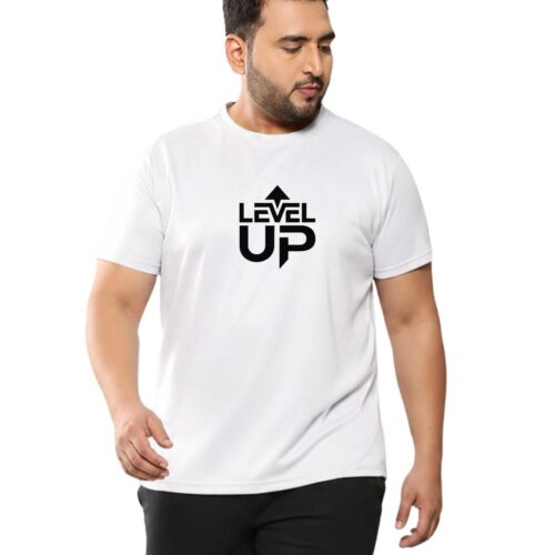 Level Up Graphic Printed Plus Size Sports T-Shirt for Men - Image 2