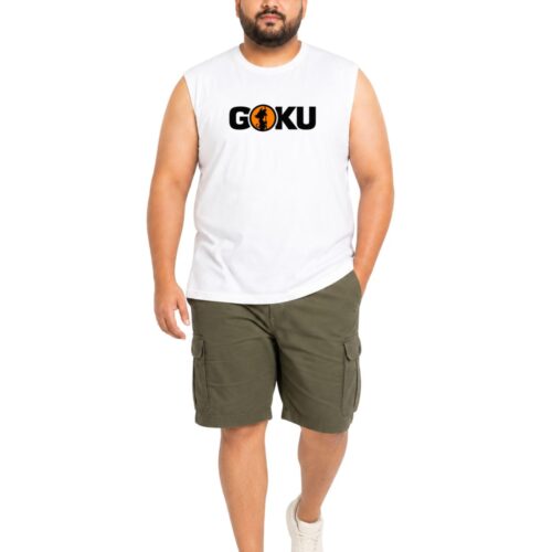 Men’s Plus Size Goku Printed Sleeveless T-Shirt | Anime Graphic Muscle Tee with Back Print - Image 2