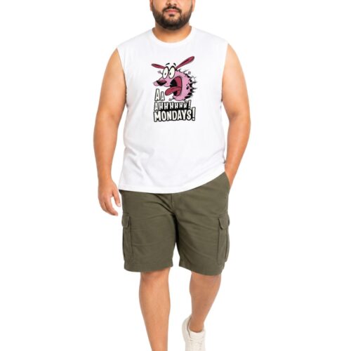 Courage Cartoon Graphic Printed Plus Size Cotton Sleeveles T-Shirt for Men - Image 2
