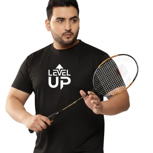 Level Up Graphic Printed Plus Size Sports T-Shirt for Men - Image 17