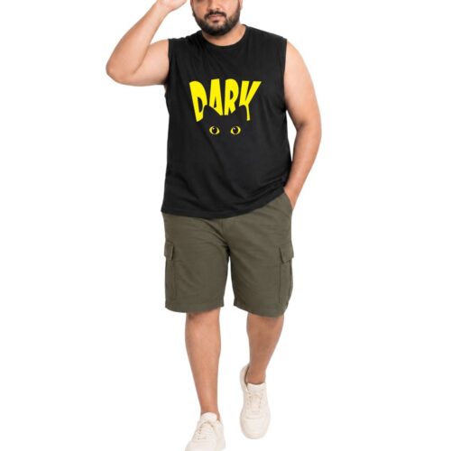 Men’s Plus Size Printed Cotton Sleeveless T-Shirt | DARK Graphic Muscle Tee - Image 3