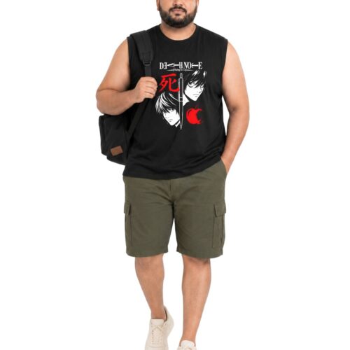 Death Note Anime Printed Plus Size Sleeveless Cotton T-Shirt - Image 5