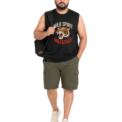 Men’s Plus Size Sleeveless Cotton T-Shirt – Wild Spirit Tiger Graphic Printed Tank Top - Image 11