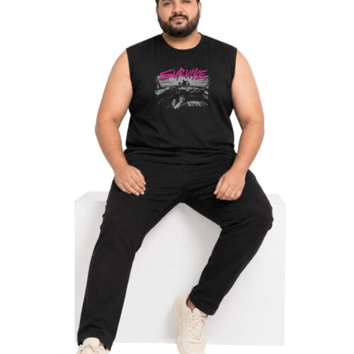 Men’s Plus Size SURVIVE Printed Sleeveless T-Shirt | Stylish Graphic Muscle Tee - Image 11