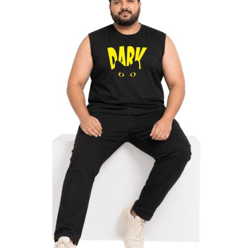 Men’s Plus Size Printed Cotton Sleeveless T-Shirt | DARK Graphic Muscle Tee - Image 1