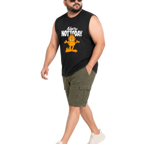 Garfield “Nope Not Today” Printed Plus Size Sleeveless Cotton T-Shirt - Image 12
