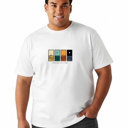 Men’s Plus Size Printed T-Shirt | One Day at a Time Graphic Tee - Image 5