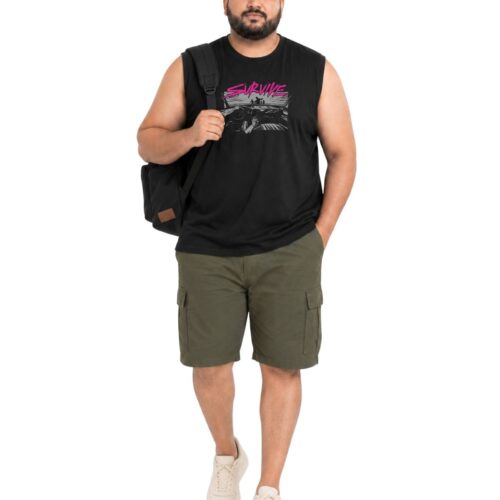 Men’s Plus Size SURVIVE Printed Sleeveless T-Shirt | Stylish Graphic Muscle Tee - Image 12