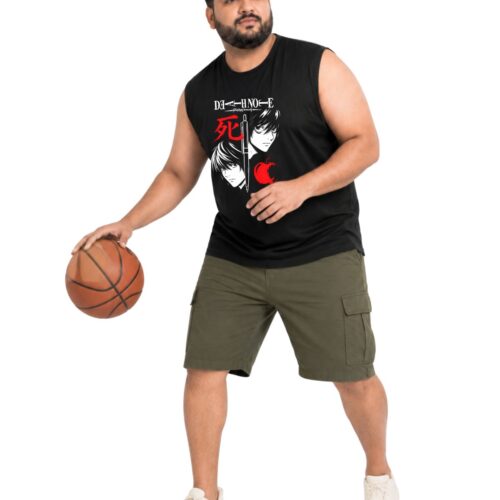 Death Note Anime Printed Plus Size Sleeveless Cotton T-Shirt - Image 7