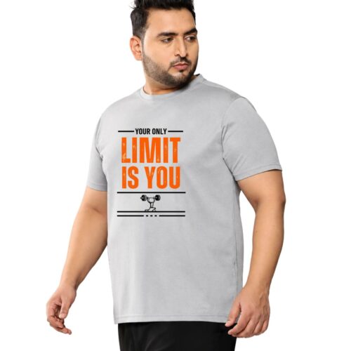 Men’s Plus Size Sports T-Shirt | “Your Only Limit Is You” Printed Gym & Workout T-Shirt - Image 1