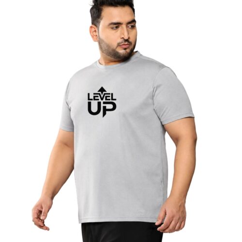 Level Up Graphic Printed Plus Size Sports T-Shirt for Men - Image 8