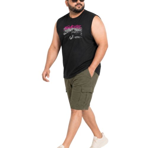 Men’s Plus Size SURVIVE Printed Sleeveless T-Shirt | Stylish Graphic Muscle Tee - Image 1