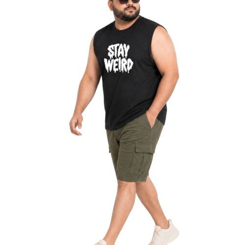Men’s Plus Size “STAY WEIRD” Printed Sleeveless T-Shirt | Graphic Muscle Tee - Image 14