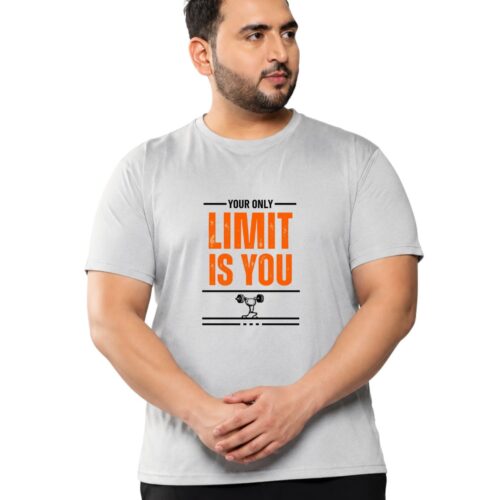 Men’s Plus Size Sports T-Shirt | “Your Only Limit Is You” Printed Gym & Workout T-Shirt - Image 15