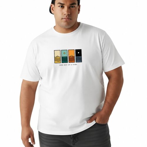 Men’s Plus Size Printed T-Shirt | One Day at a Time Graphic Tee - Image 7