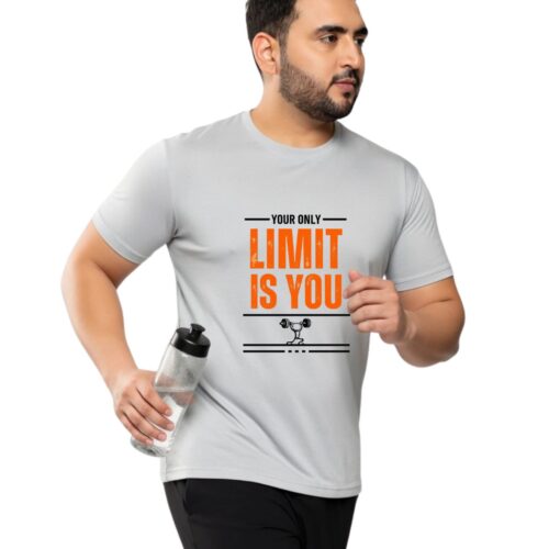 Men’s Plus Size Sports T-Shirt | “Your Only Limit Is You” Printed Gym & Workout T-Shirt - Image 16