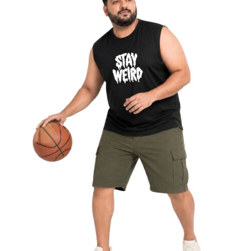 Men’s Plus Size “STAY WEIRD” Printed Sleeveless T-Shirt | Graphic Muscle Tee - Image 16