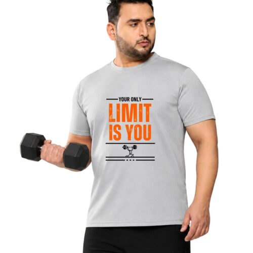 Men’s Plus Size Sports T-Shirt | “Your Only Limit Is You” Printed Gym & Workout T-Shirt - Image 17