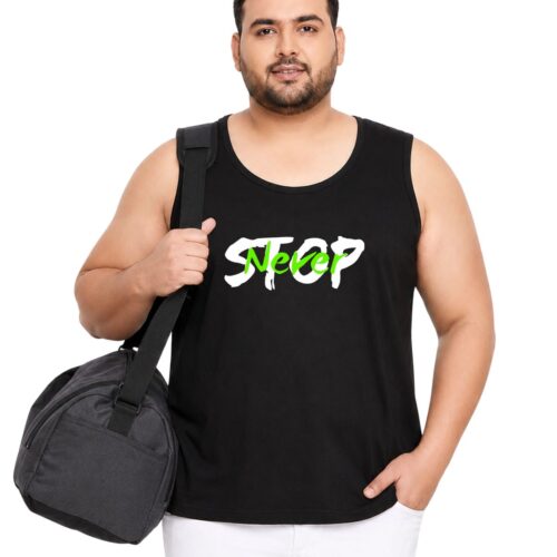 Never Stop Plus Size Sports Sando for Men | Sleeveless Active Vest - Image 1