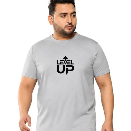 Level Up Graphic Printed Plus Size Sports T-Shirt for Men - Image 12
