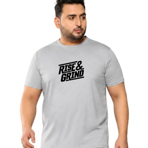 Rise & Grind Graphic Printed Plus Size Sports T-Shirt for Men - Image 1
