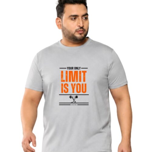 Men’s Plus Size Sports T-Shirt | “Your Only Limit Is You” Printed Gym & Workout T-Shirt - Image 18