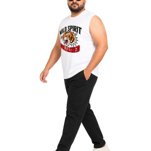 Men’s Plus Size Sleeveless Cotton T-Shirt – Wild Spirit Tiger Graphic Printed Tank Top - Image 3