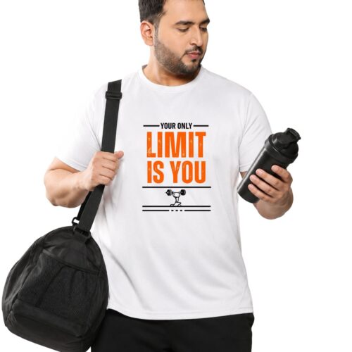 Men’s Plus Size Sports T-Shirt | “Your Only Limit Is You” Printed Gym & Workout T-Shirt - Image 3