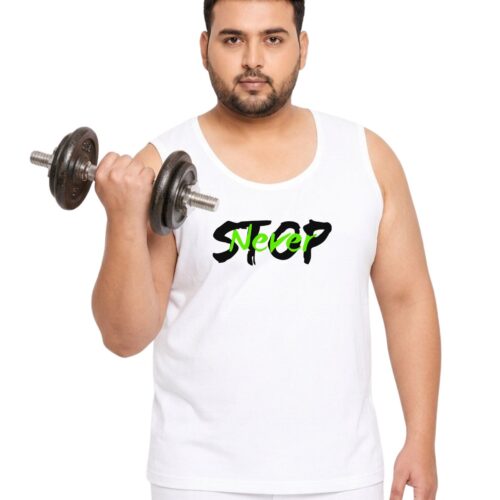 Never Stop Plus Size Sports Sando for Men | Sleeveless Active Vest - Image 3