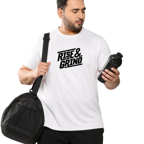 Rise & Grind Graphic Printed Plus Size Sports T-Shirt for Men - Image 3