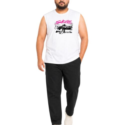 Men’s Plus Size SURVIVE Printed Sleeveless T-Shirt | Stylish Graphic Muscle Tee - Image 3