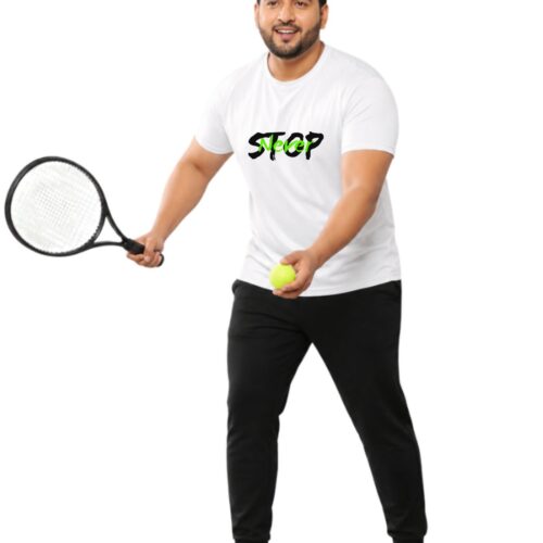 Men’s Plus Size Sports T-Shirt – Never Stop Printed Gym & Workout T-Shirt - Image 4
