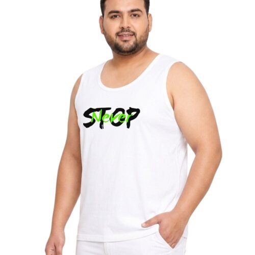 Never Stop Plus Size Sports Sando for Men | Sleeveless Active Vest - Image 4