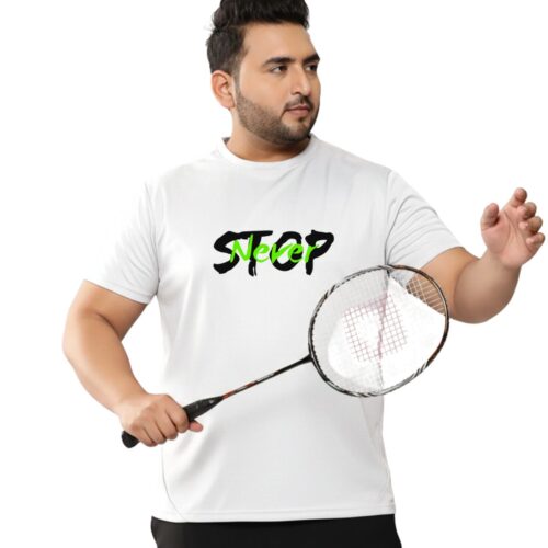 Men’s Plus Size Sports T-Shirt – Never Stop Printed Gym & Workout T-Shirt - Image 5
