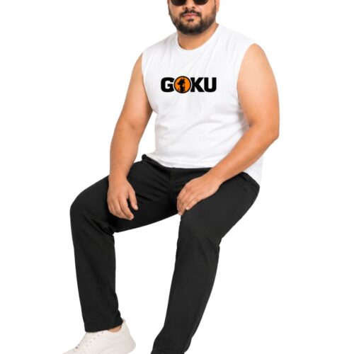 Men’s Plus Size Goku Printed Sleeveless T-Shirt | Anime Graphic Muscle Tee with Back Print - Image 5
