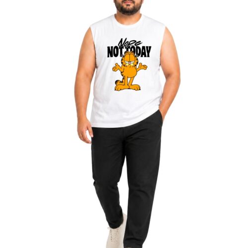 Garfield “Nope Not Today” Printed Plus Size Sleeveless Cotton T-Shirt - Image 5