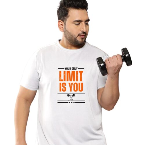 Men’s Plus Size Sports T-Shirt | “Your Only Limit Is You” Printed Gym & Workout T-Shirt - Image 6