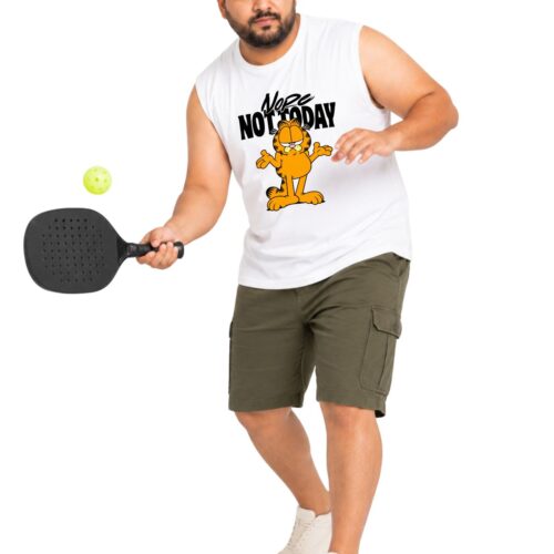 Garfield “Nope Not Today” Printed Plus Size Sleeveless Cotton T-Shirt - Image 6