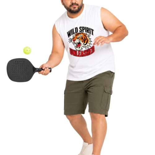 Men’s Plus Size Sleeveless Cotton T-Shirt – Wild Spirit Tiger Graphic Printed Tank Top - Image 6