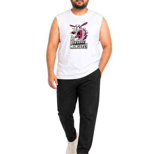 Courage Cartoon Graphic Printed Plus Size Cotton Sleeveles T-Shirt for Men - Image 6