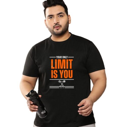 Men’s Plus Size Sports T-Shirt | “Your Only Limit Is You” Printed Gym & Workout T-Shirt - Image 8