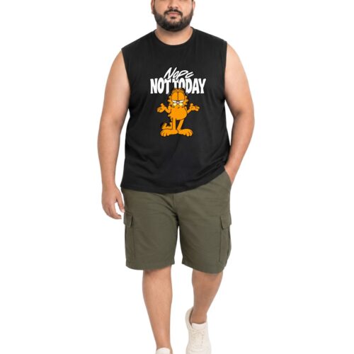 Garfield “Nope Not Today” Printed Plus Size Sleeveless Cotton T-Shirt - Image 8