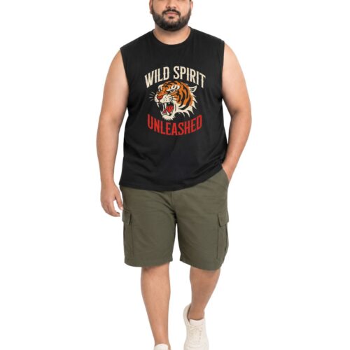 Men’s Plus Size Sleeveless Cotton T-Shirt – Wild Spirit Tiger Graphic Printed Tank Top - Image 8