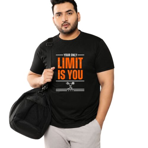 Men’s Plus Size Sports T-Shirt | “Your Only Limit Is You” Printed Gym & Workout T-Shirt - Image 9