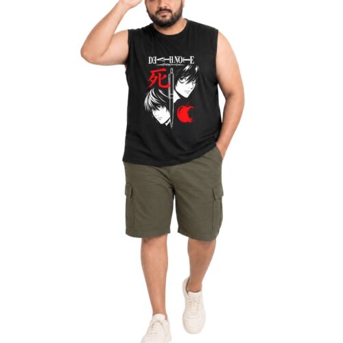 Death Note Anime Printed Plus Size Sleeveless Cotton T-Shirt - Image 3