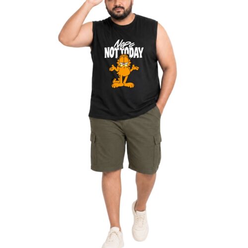 Garfield “Nope Not Today” Printed Plus Size Sleeveless Cotton T-Shirt - Image 9