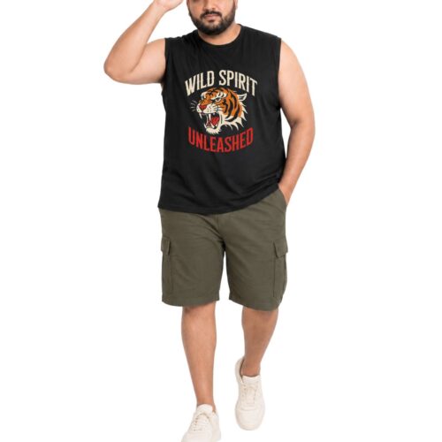 Men’s Plus Size Sleeveless Cotton T-Shirt – Wild Spirit Tiger Graphic Printed Tank Top - Image 9