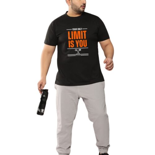 Men’s Plus Size Sports T-Shirt | “Your Only Limit Is You” Printed Gym & Workout T-Shirt - Image 10