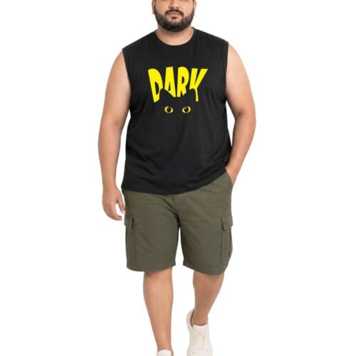 Men’s Plus Size Printed Cotton Sleeveless T-Shirt | DARK Graphic Muscle Tee - Image 2